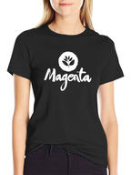 Magenta Leaf Logo Black T-Shirt