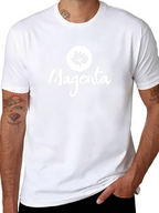 Magenta Leaf Logo Black T-Shirt