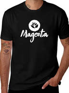 Magenta Leaf Logo Black T-Shirt