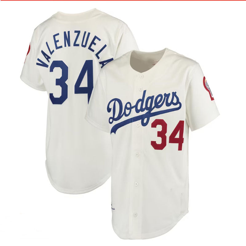 Los Angeles Dodgers #34 Fernando Valenzuela  Authentic Jersey - White Baseball Jerseys