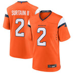D.Broncos #2 Patrick Surtain II Player Orange Game Jersey Stitched Football Jerseys