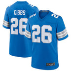 D.Lions #26 Jahmyr Gibbs Player Blue Game Football Jerseys