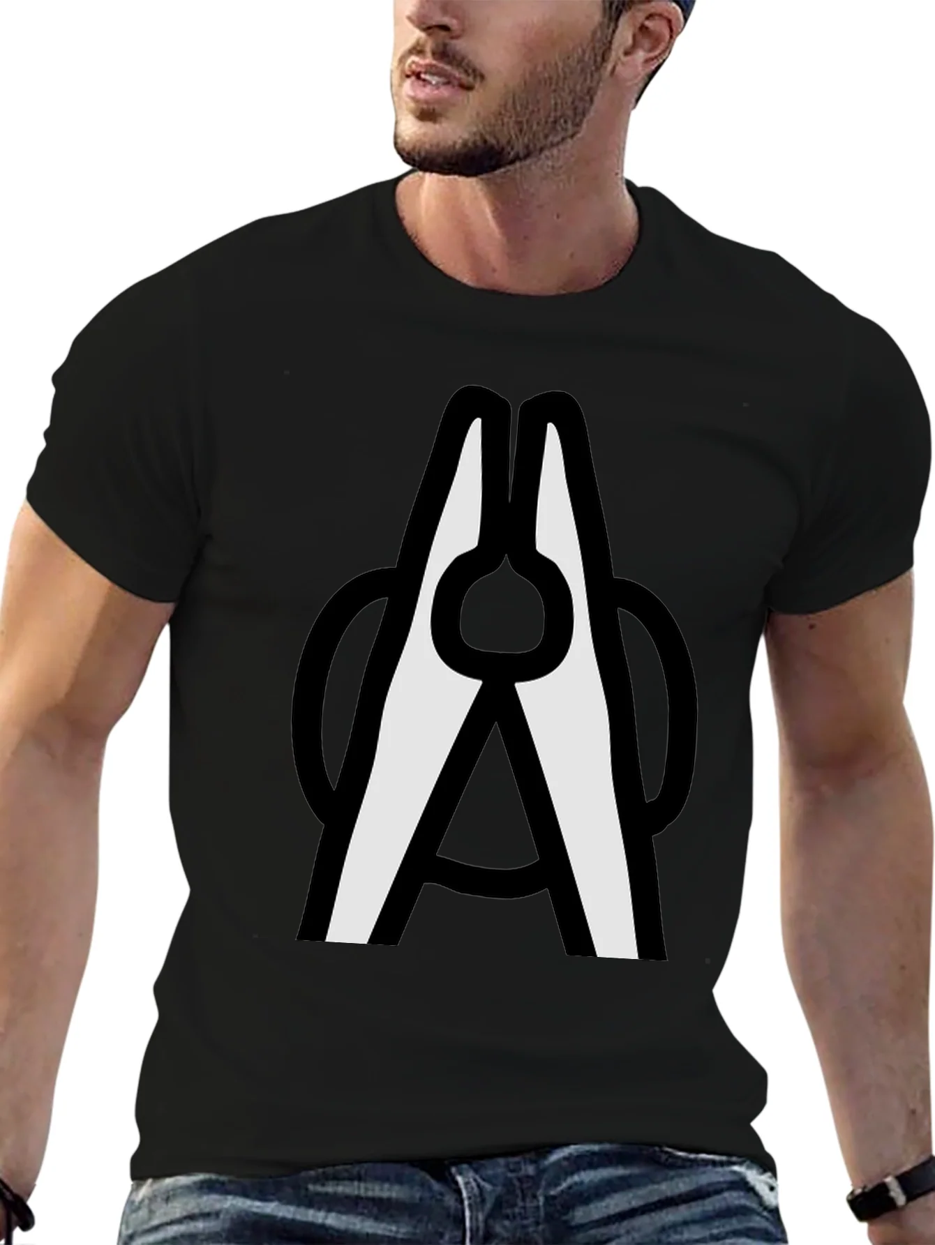 Clothespin Graphic T-Shirt - Modern Crew Neck Tee