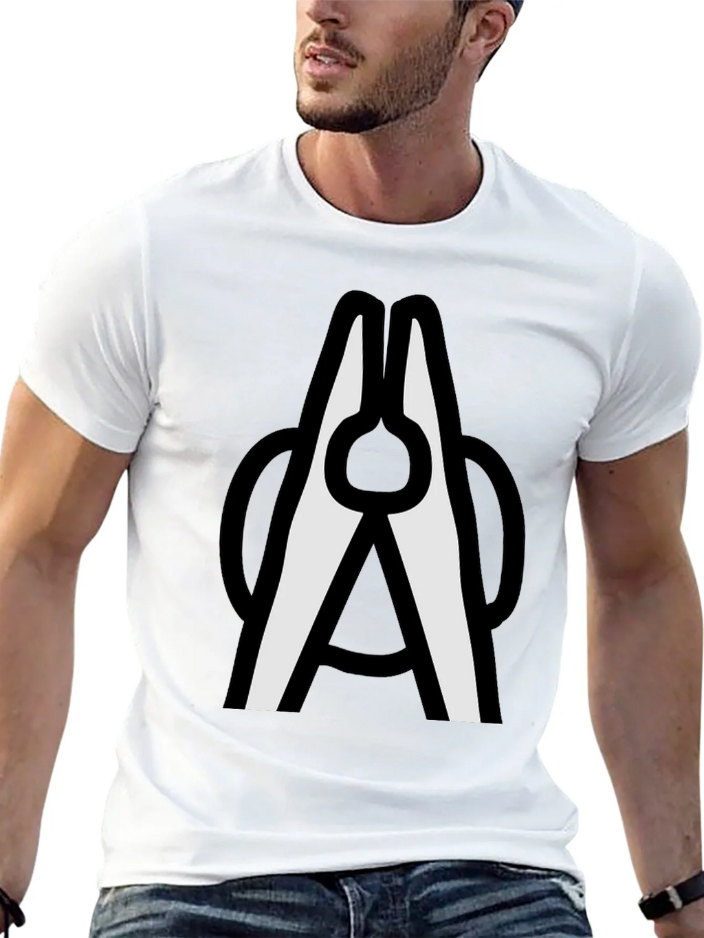 Clothespin Graphic T-Shirt - Modern Crew Neck Tee