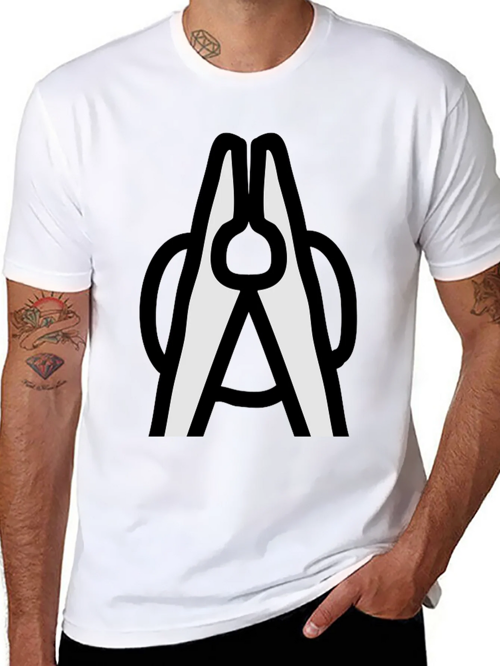 Clothespin Graphic T-Shirt - Modern Crew Neck Tee