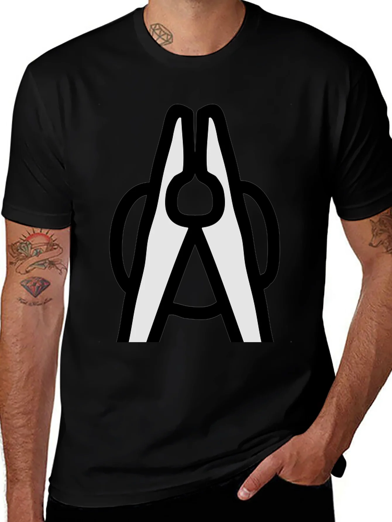 Clothespin Graphic T-Shirt - Modern Crew Neck Tee