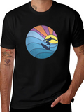 Surfer Graphic Tee - Black Cotton Blend T-Shirt