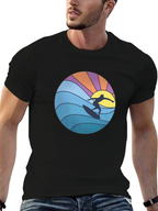Surfer Graphic Tee - Black Cotton Blend T-Shirt