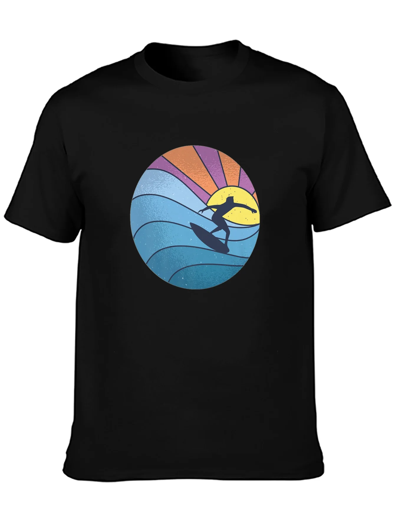 Surfer Graphic Tee - Black Cotton Blend T-Shirt