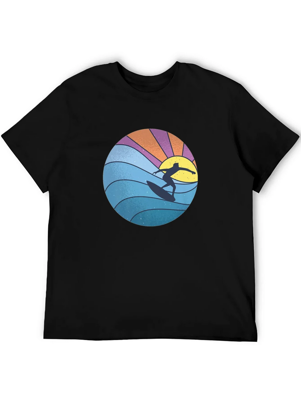 Surfer Graphic Tee - Black Cotton Blend T-Shirt