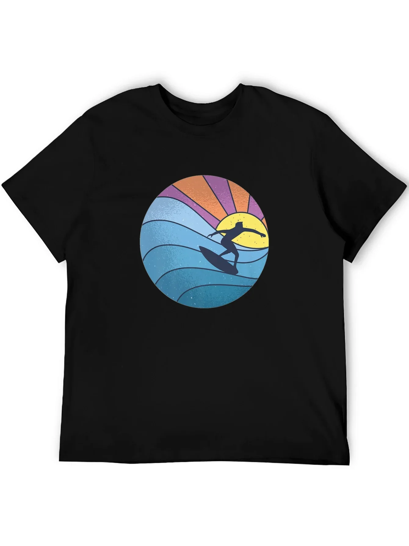 Surfer Graphic Tee - Black Cotton Blend T-Shirt