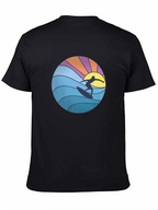 Surfer Graphic Tee - Black Cotton Blend T-Shirt