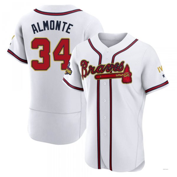 Atlanta Braves #34 Abcneam Almonte Gold White 2022 Program Jersey Stitches Baseball Jerseys