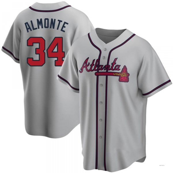 Atlanta Braves #34 Abcneam Almonte Gray Road Jersey Stitches Baseball Jerseys