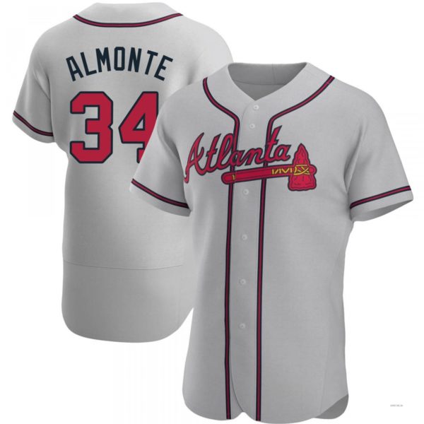 Atlanta Braves #34 Abcneam Almonte Gray Road Jersey Stitches Baseball Jerseys