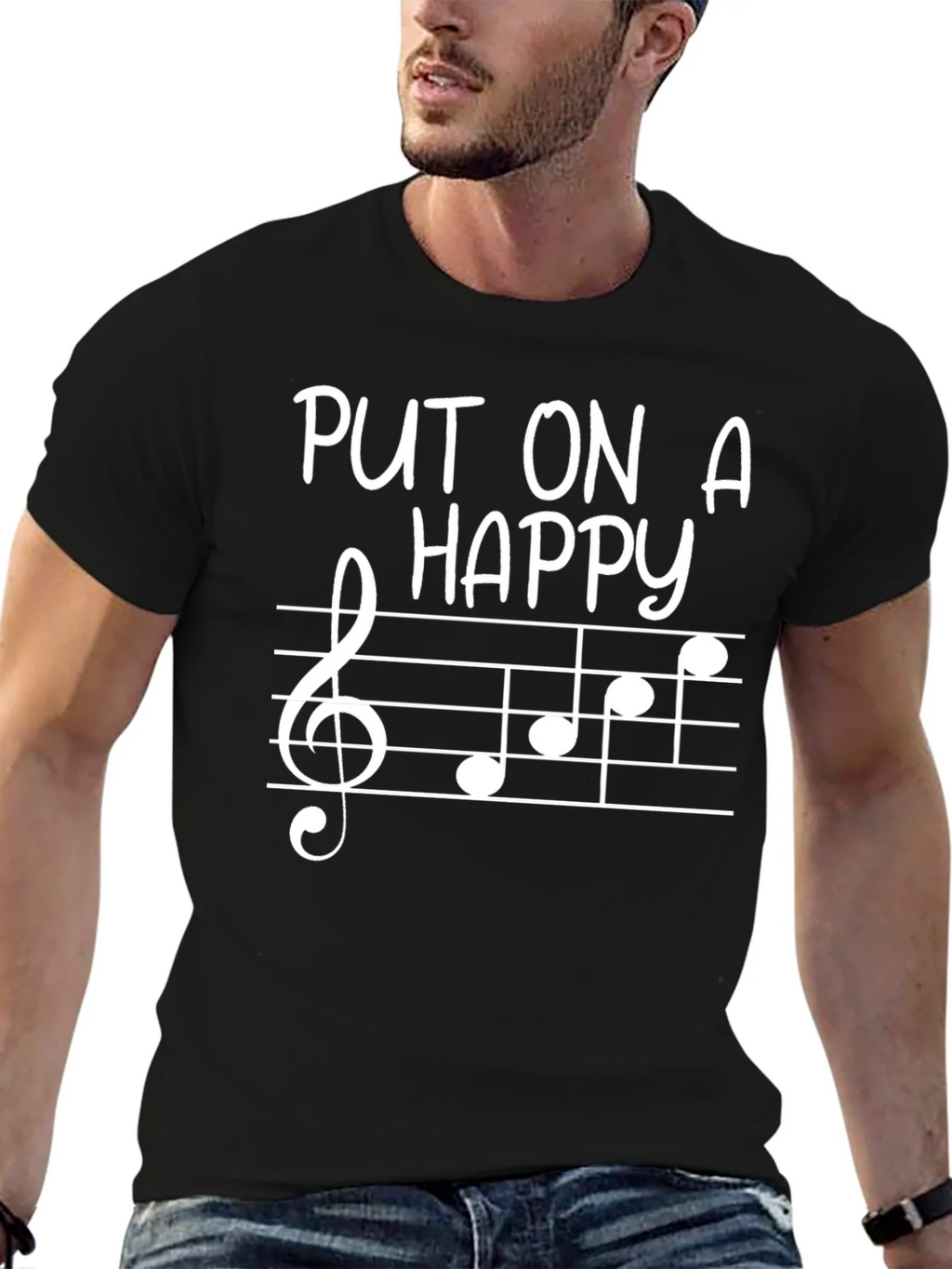 Put On A Happy Face Music Note Tee