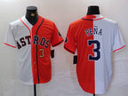 Houston Astros #3 Jeremy Pena Number White Orange Split Stitched Baseball Jersey