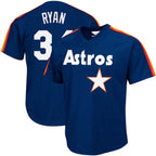 Houston Astros #3 Nolan Ryan  Cooperstown Collection Big & Tall Mesh Batting Practice Jersey - Navy Baseball Stitched Jerseys