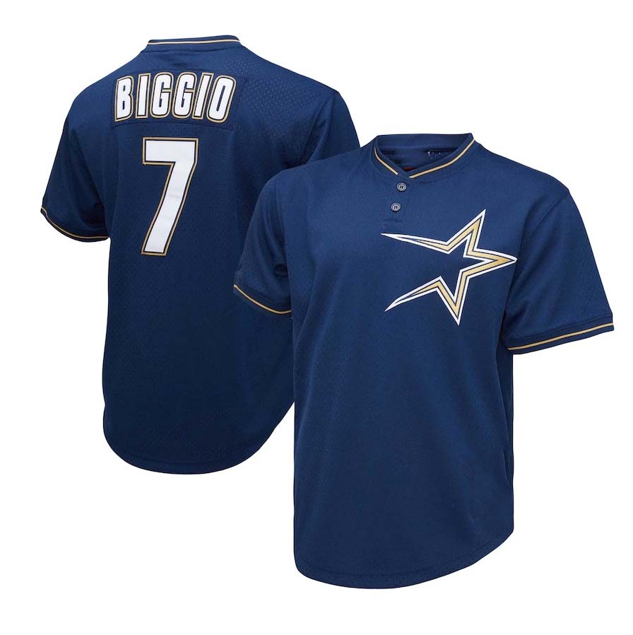 Houston Astros #7 Craig Biggio  1991 Cooperstown Collection Mesh Pullover Jersey - Navy Baseball Stitched Jerseys
