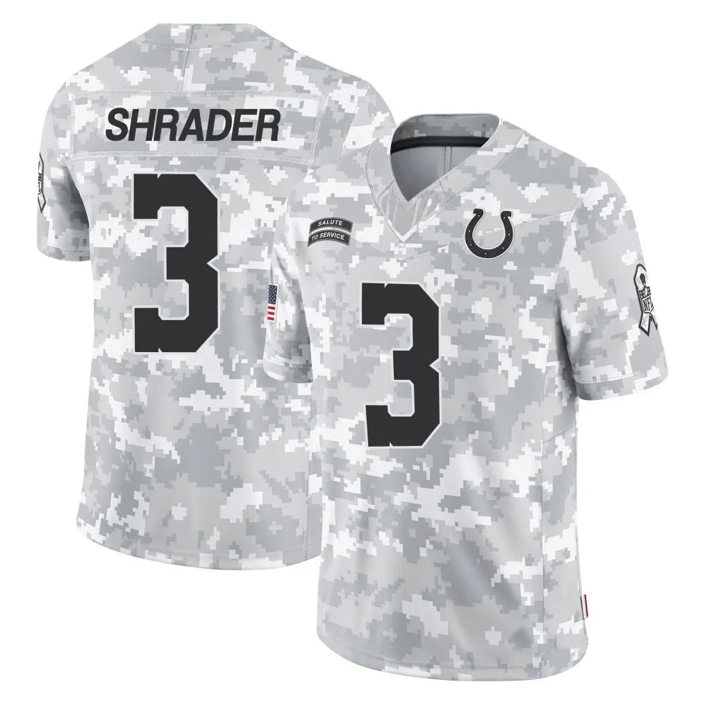 IN.Colts #3 Spencer Shrader Player Arctic Camo Salute to Service Limited Football Jerseys