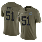 IN.Colts #51 Kwity Paye Player Olive Salute To Service Limited Football Jerseys