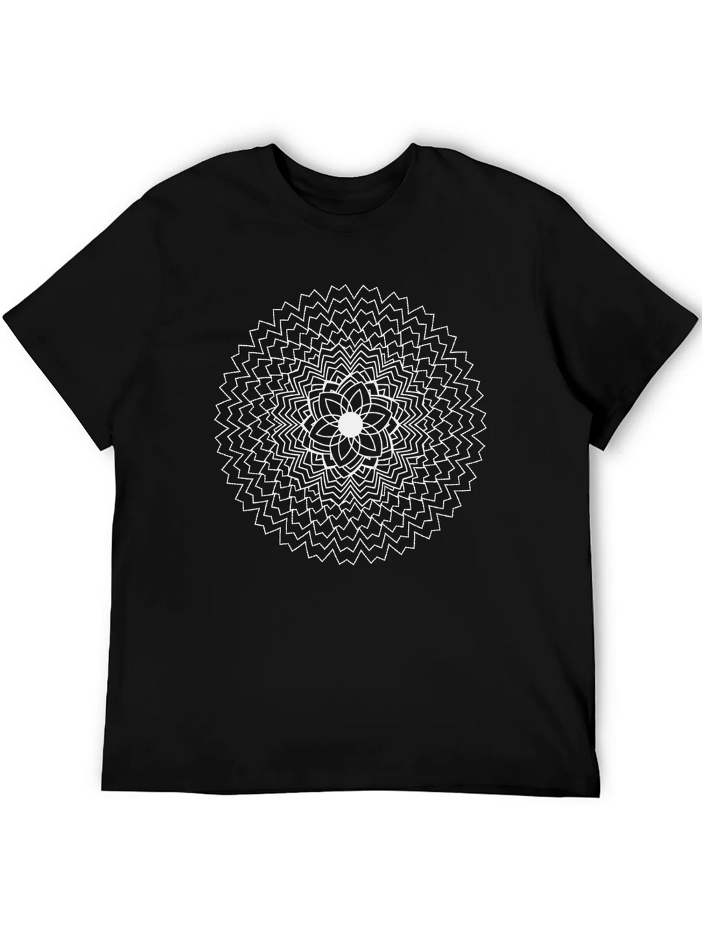 Geometric Mandala Graphic T-Shirt - Black