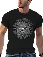 Geometric Mandala Graphic T-Shirt - Black