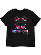 Preschool Vibes Messy Bun T-Shirt Teacher Gift