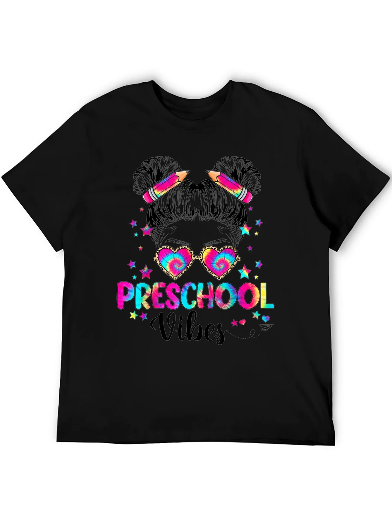 Preschool Vibes Messy Bun T-Shirt Teacher Gift