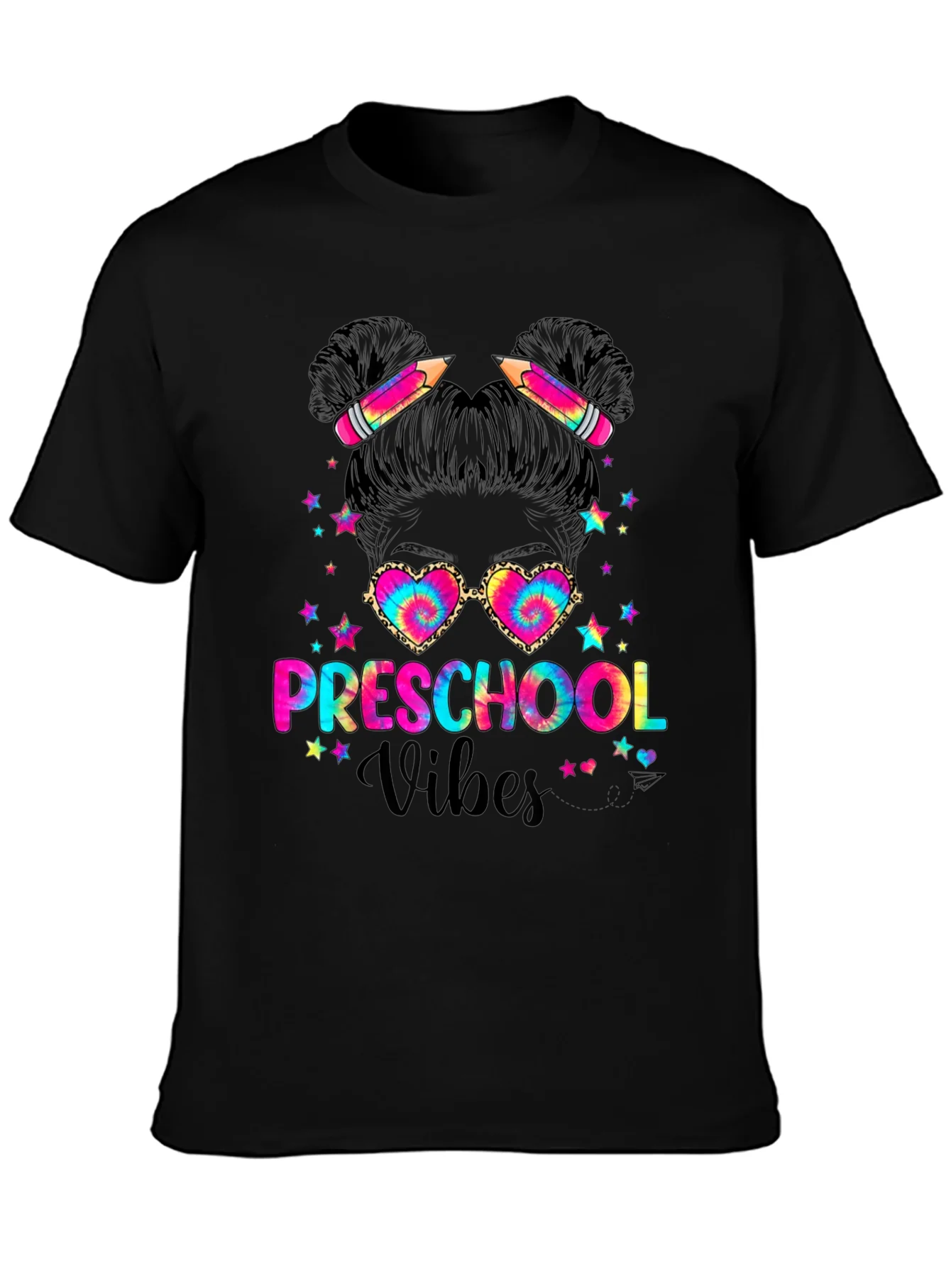 Preschool Vibes Messy Bun T-Shirt Teacher Gift