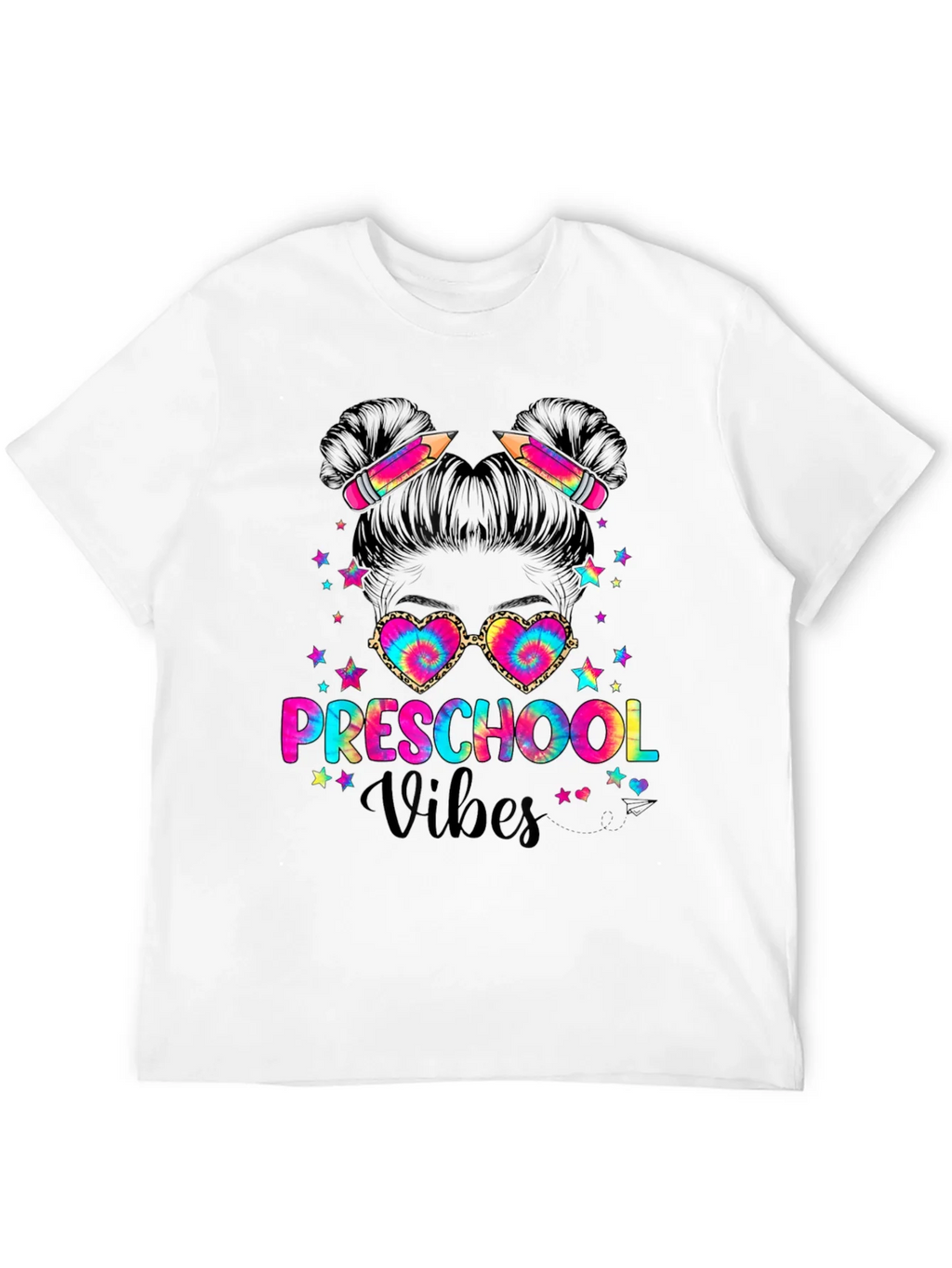 Preschool Vibes Messy Bun T-Shirt Teacher Gift