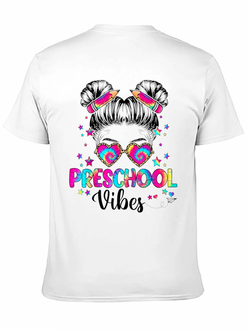 Preschool Vibes Messy Bun T-Shirt Teacher Gift