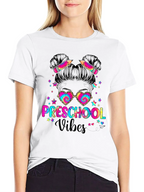 Preschool Vibes Messy Bun T-Shirt Teacher Gift