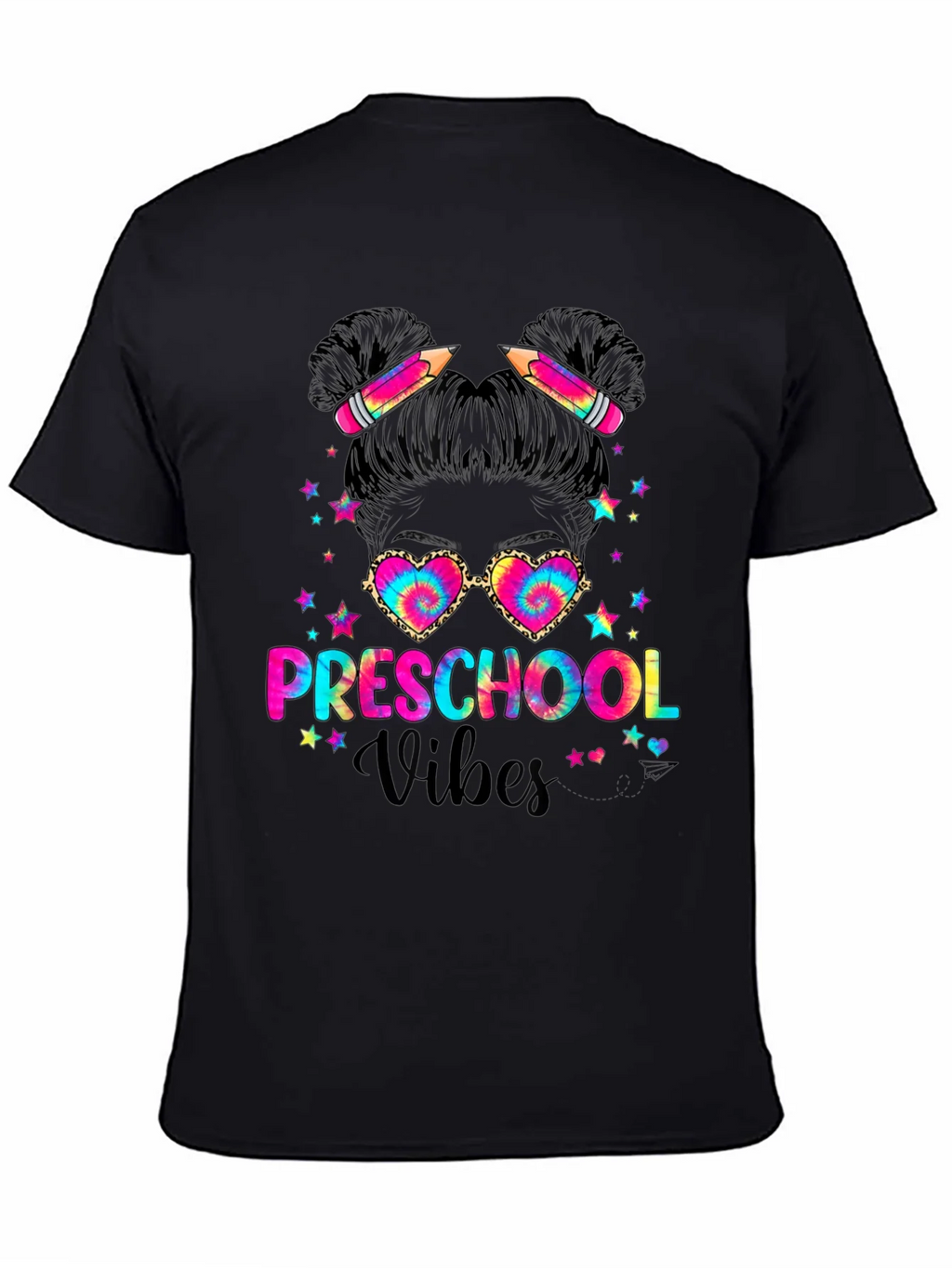 Preschool Vibes Messy Bun T-Shirt Teacher Gift