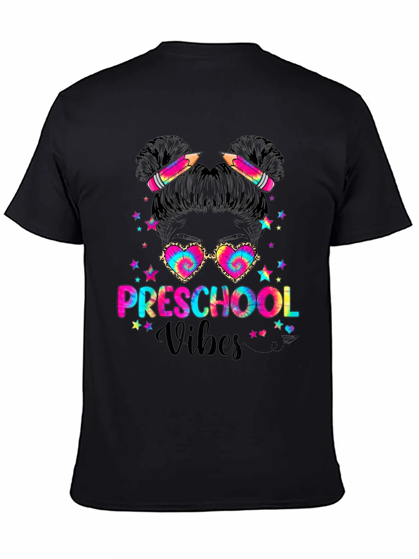 Preschool Vibes Messy Bun T-Shirt Teacher Gift