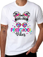 Preschool Vibes Messy Bun T-Shirt Teacher Gift