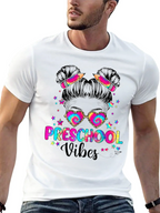 Preschool Vibes Messy Bun T-Shirt Teacher Gift