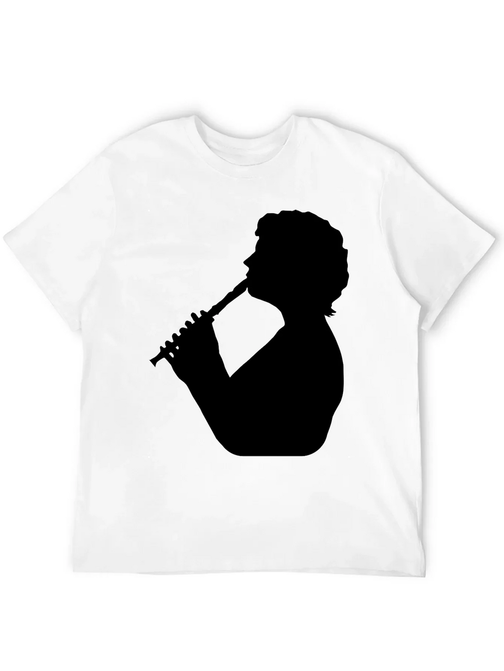 Silhouette Flute Player Black T-Shirt