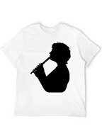 Silhouette Flute Player Black T-Shirt