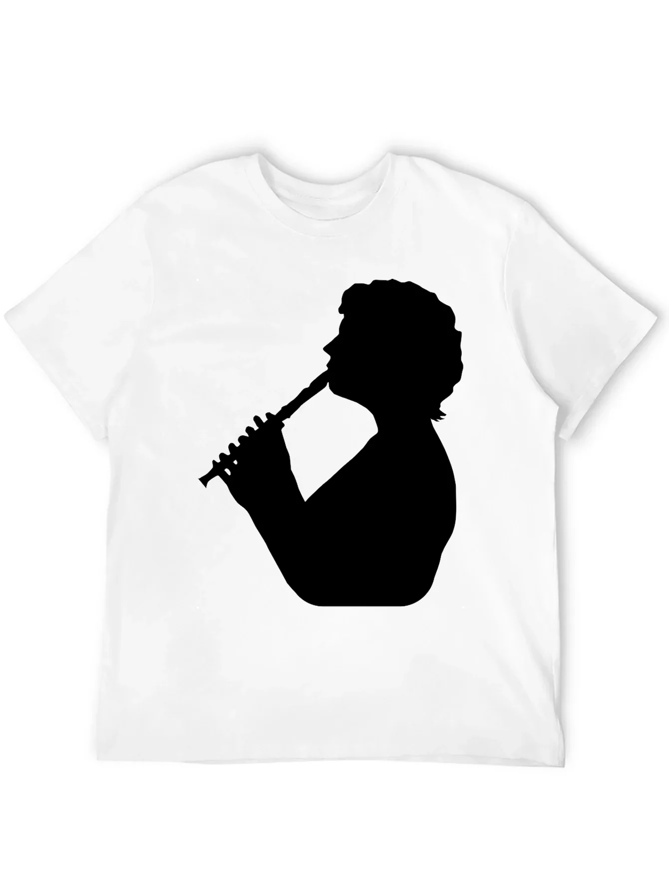 Silhouette Flute Player Black T-Shirt