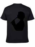 Silhouette Flute Player Black T-Shirt