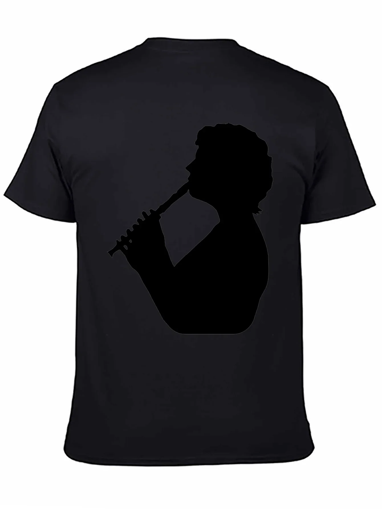 Silhouette Flute Player Black T-Shirt