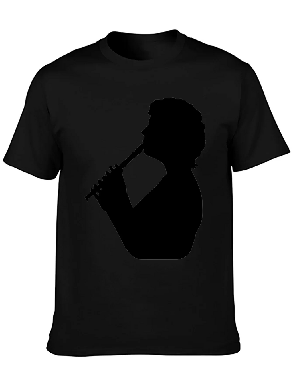 Silhouette Flute Player Black T-Shirt