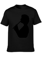 Silhouette Flute Player Black T-Shirt