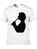 Silhouette Flute Player Black T-Shirt