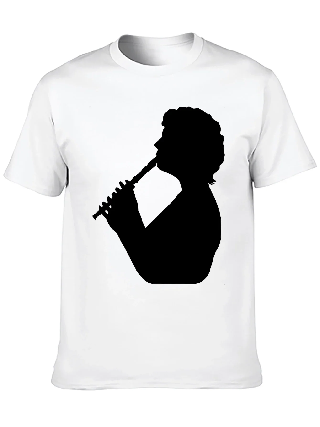 Silhouette Flute Player Black T-Shirt