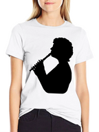 Silhouette Flute Player Black T-Shirt