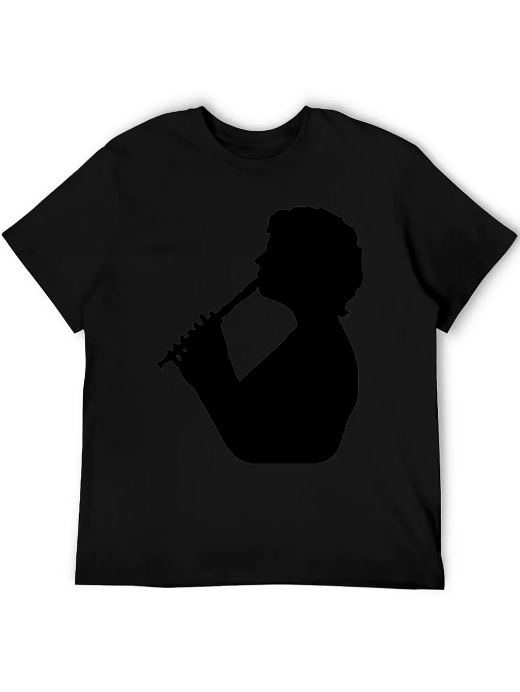 Silhouette Flute Player Black T-Shirt