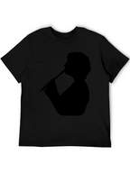 Silhouette Flute Player Black T-Shirt