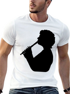 Silhouette Flute Player Black T-Shirt